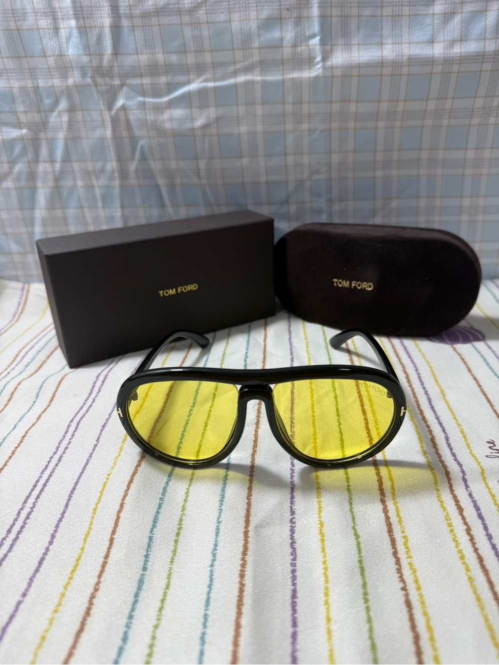 Tom Ford Black Frame Sunglasses with Yellow Lenses